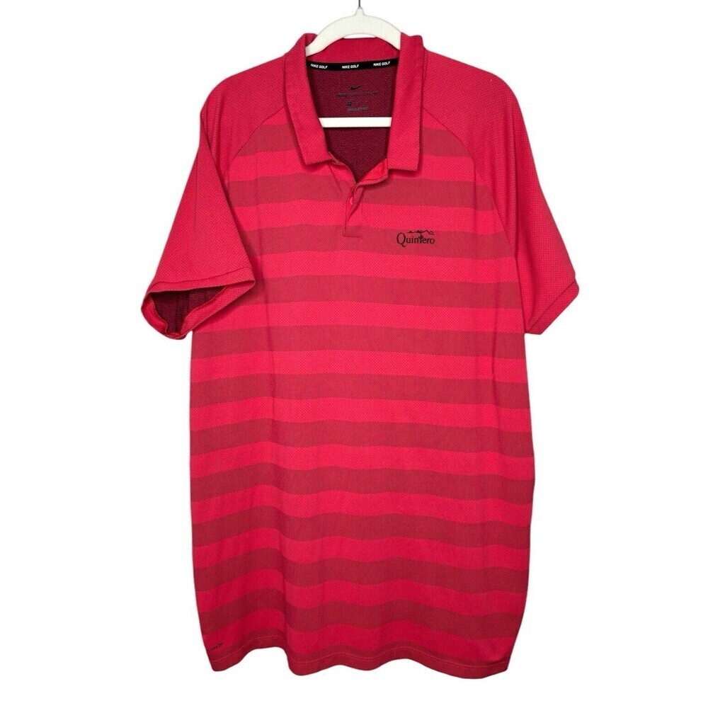 Nike Men's Zonal Cooling X Sz 2XL Quintero GC AZ Red Striped Golf Polo Shirt XXL